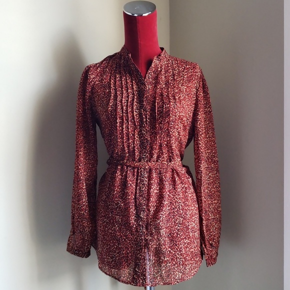 Black and Burnt Orange Animal Print Tunic Top - Picture 1 of 3